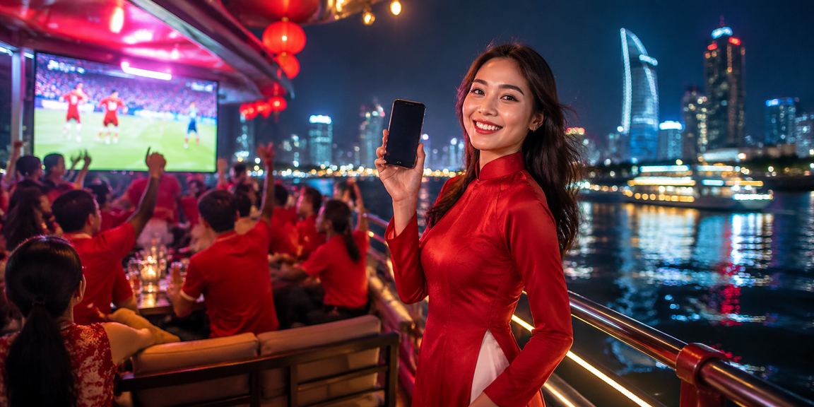 Người dùng Sài Gòn mặc áo dài đăng ký tài khoản dht22 và nhận thưởng chào mừng trên điện thoại